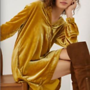 Anthropologie Boho Velvet Tunic Dress